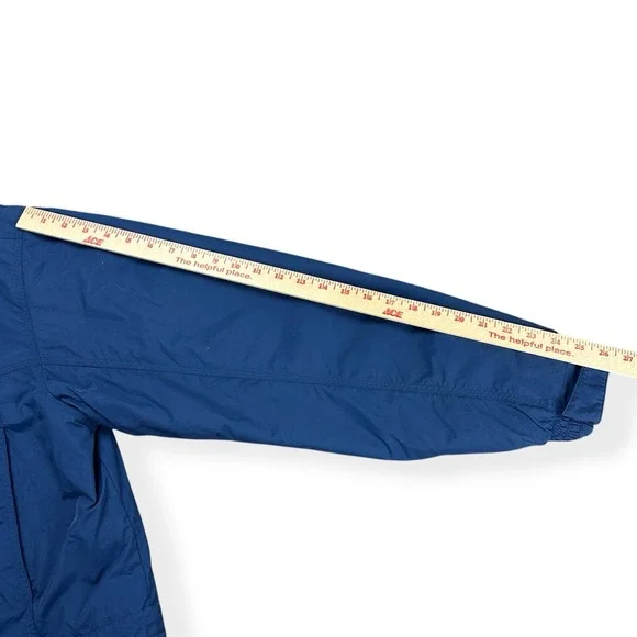 VTG LL Bean Men's Nylon Full Zip Insulated Hooded Jacket Blue Size Medium Blue‎